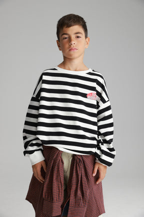 סוויטשירט נילסון פסים שחור/לבן