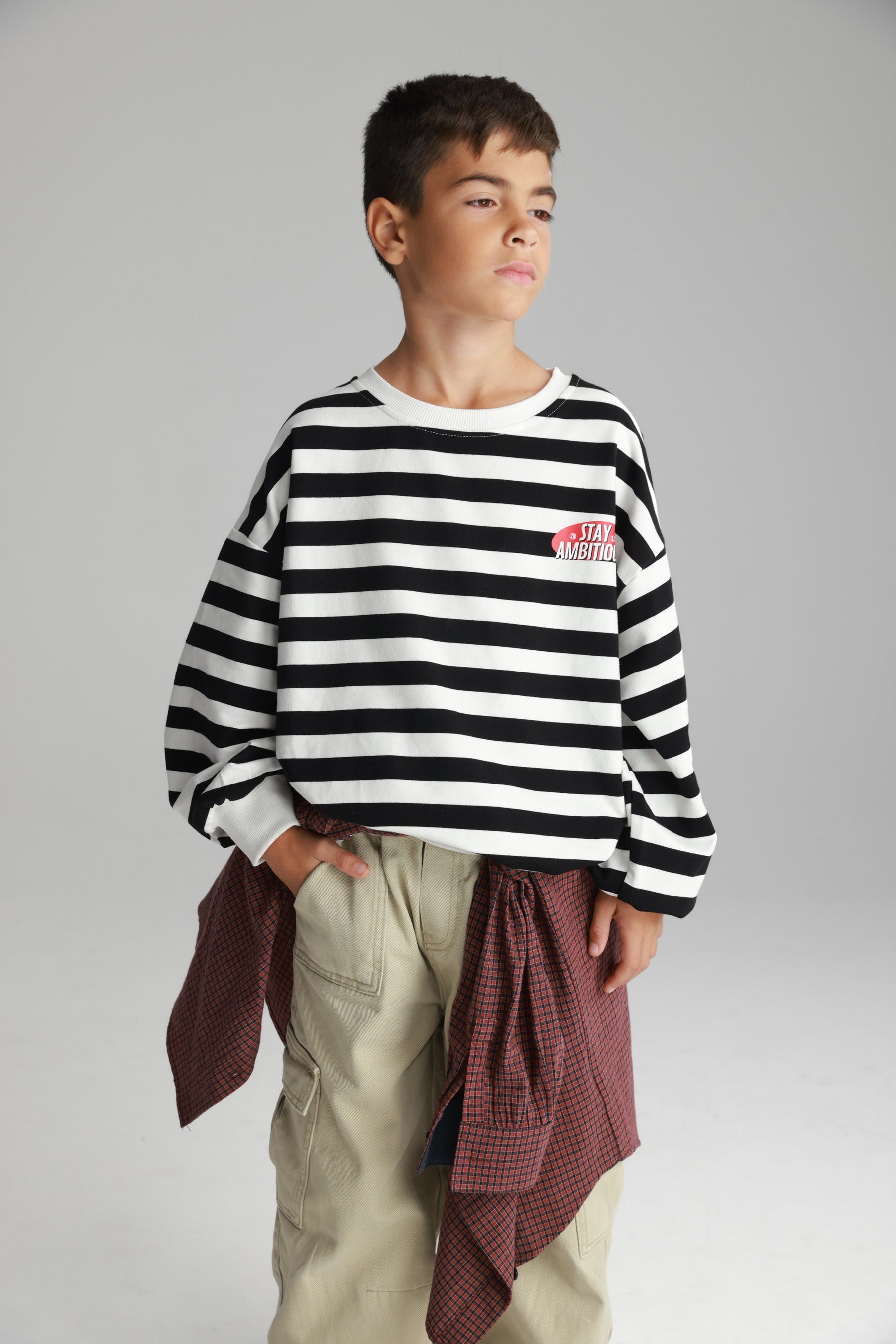 סוויטשירט נילסון פסים שחור/לבן