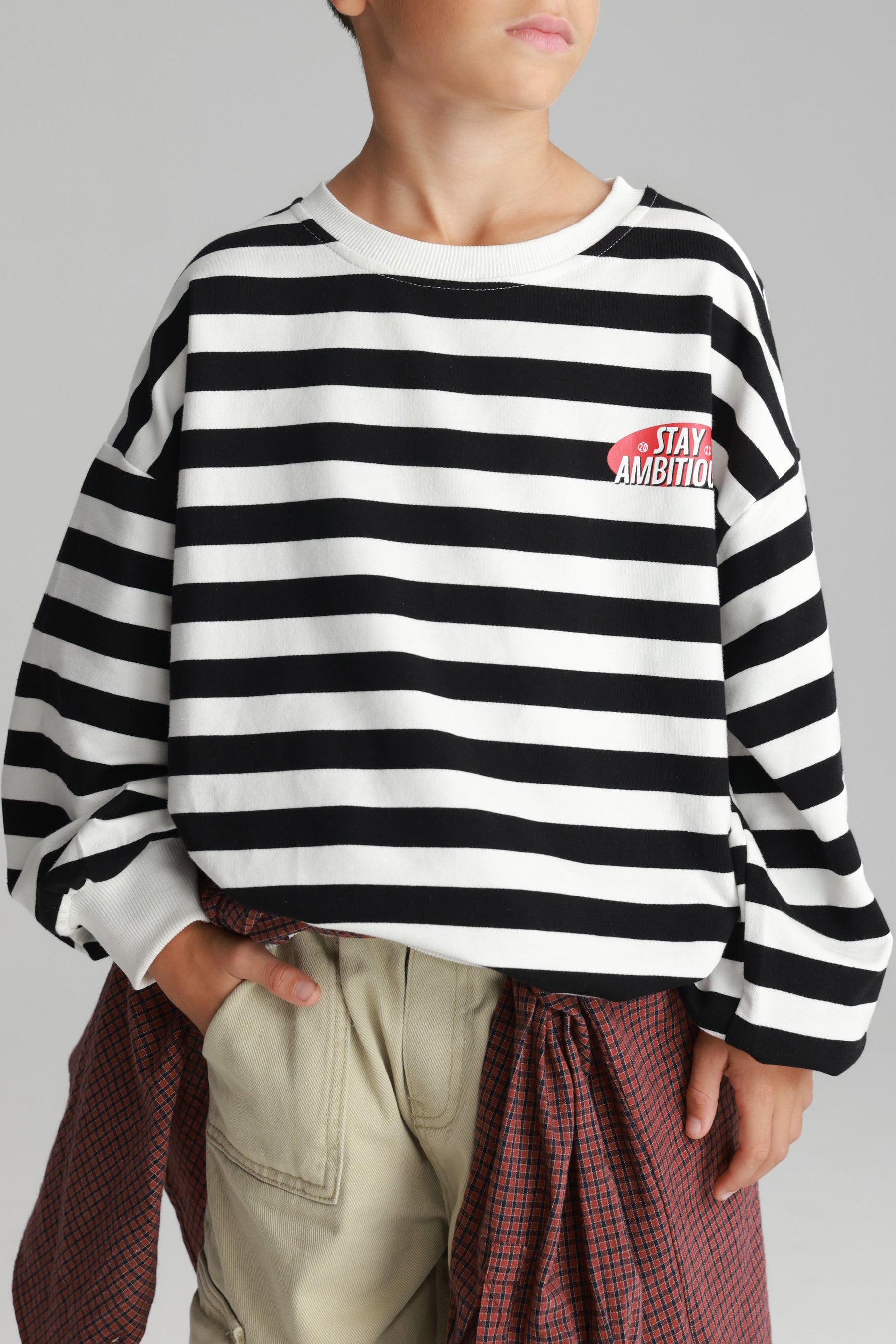 סוויטשירט נילסון פסים שחור/לבן