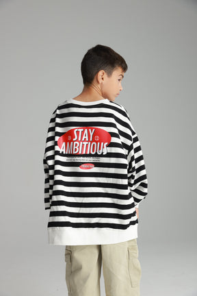 סוויטשירט נילסון פסים שחור/לבן