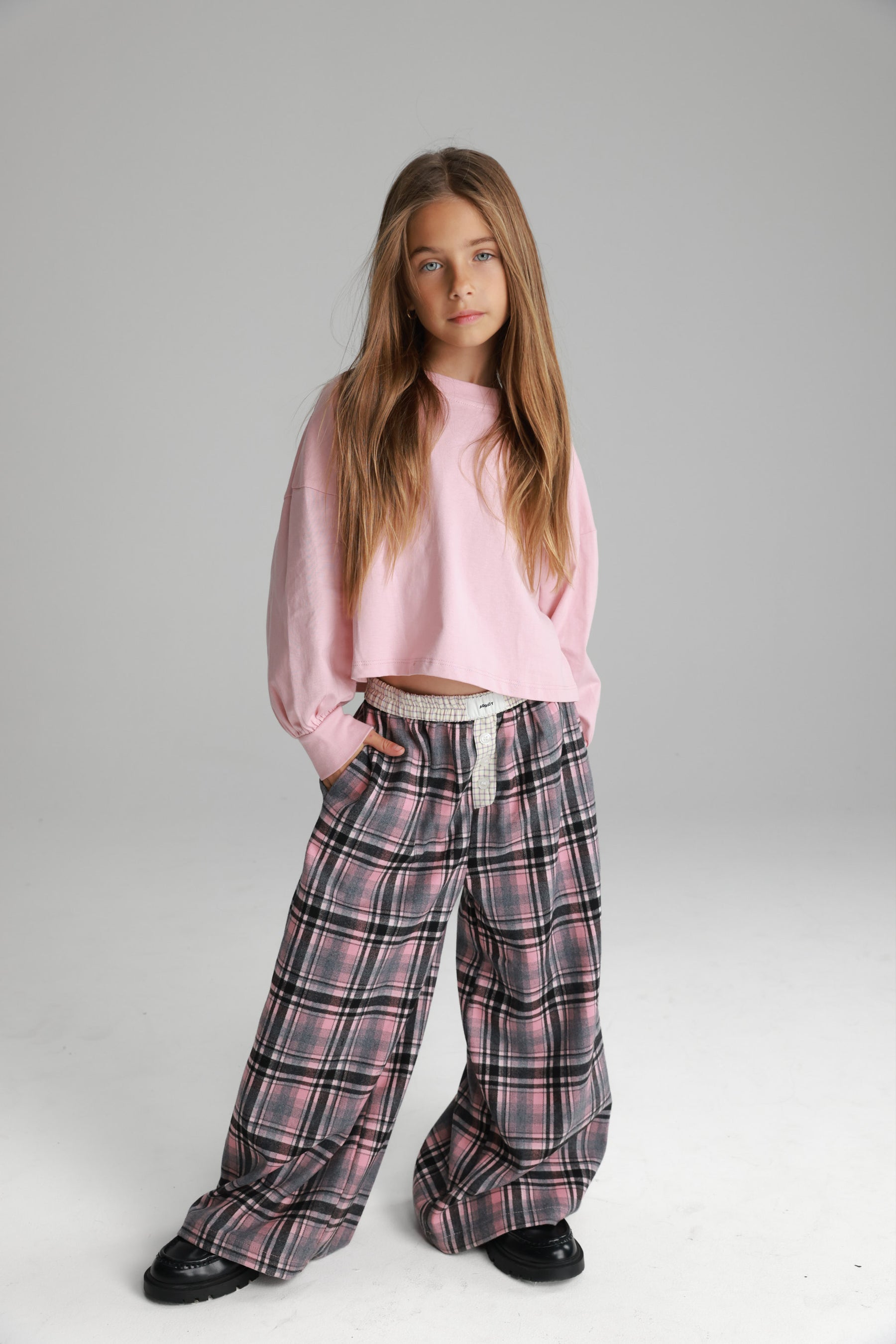 מכנסי נאלי משבצות ורוד