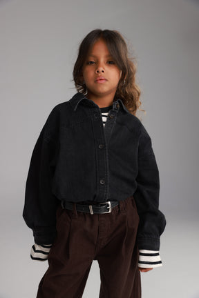 חולצת ג'ינס מייקי שחורה