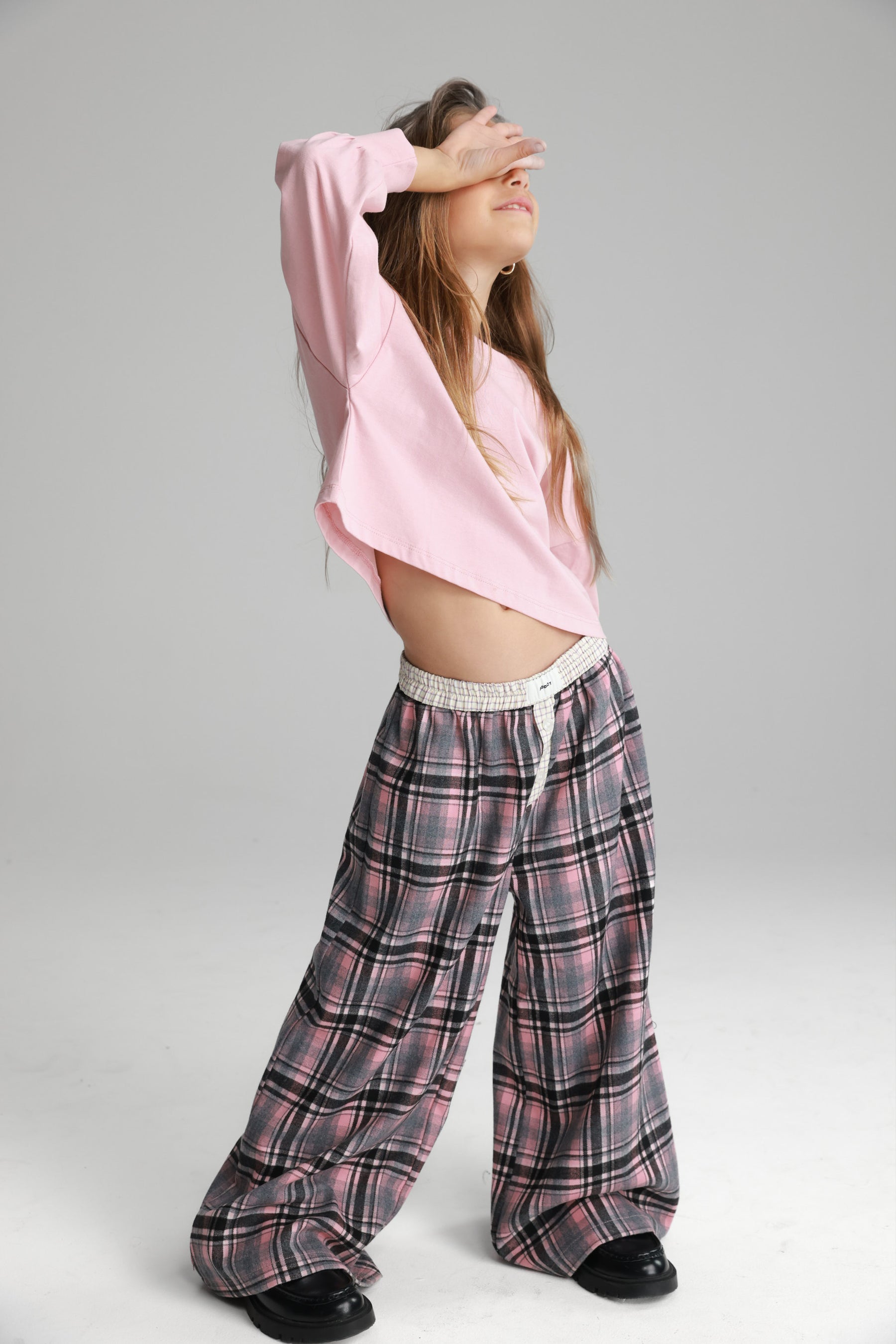 מכנסי נאלי משבצות ורוד