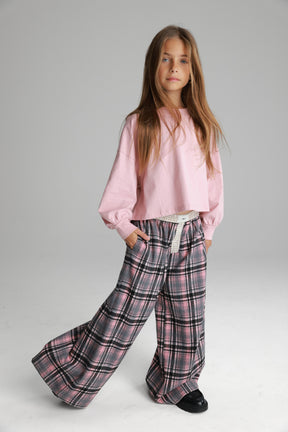 מכנסי נאלי משבצות ורוד