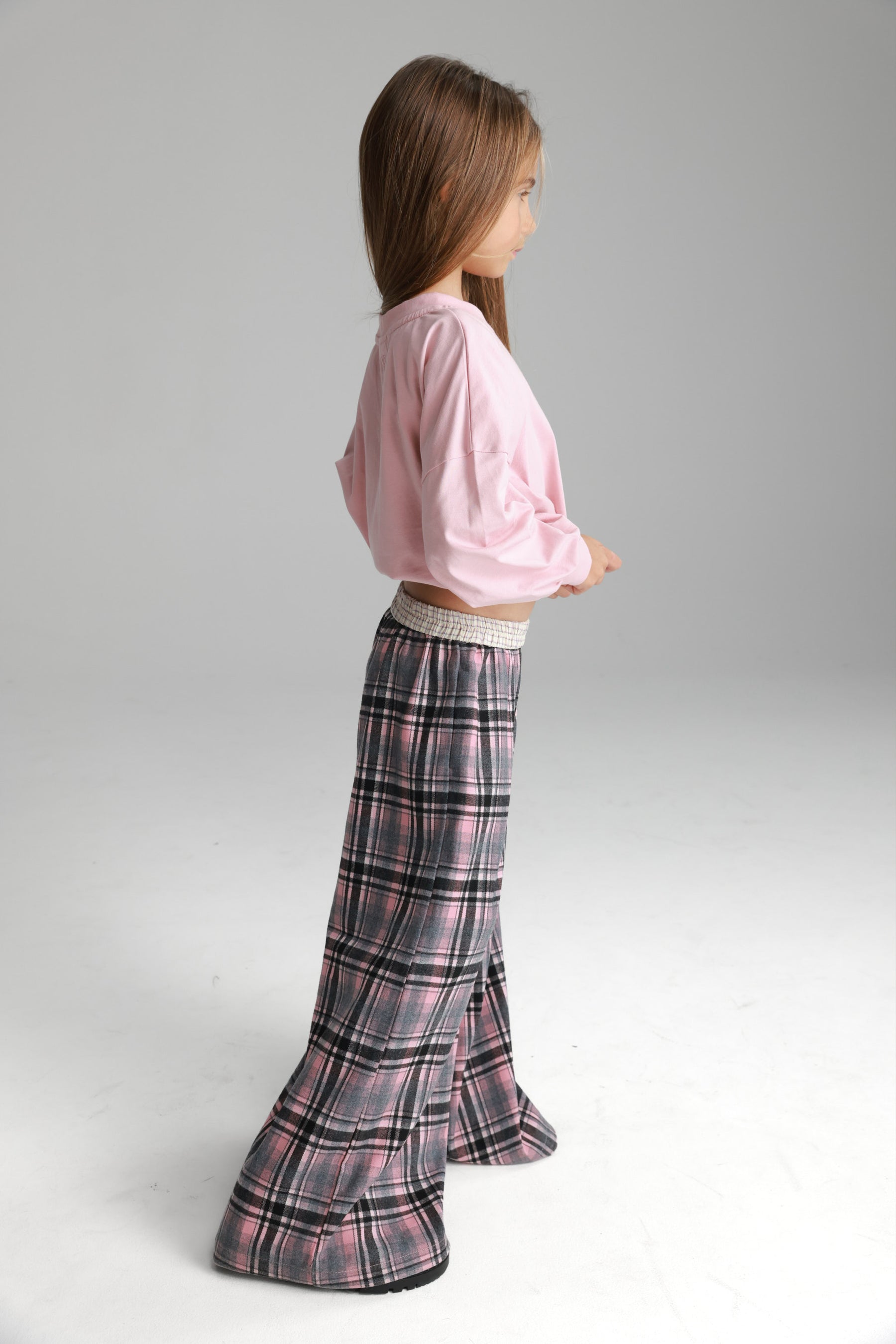 מכנסי נאלי משבצות ורוד