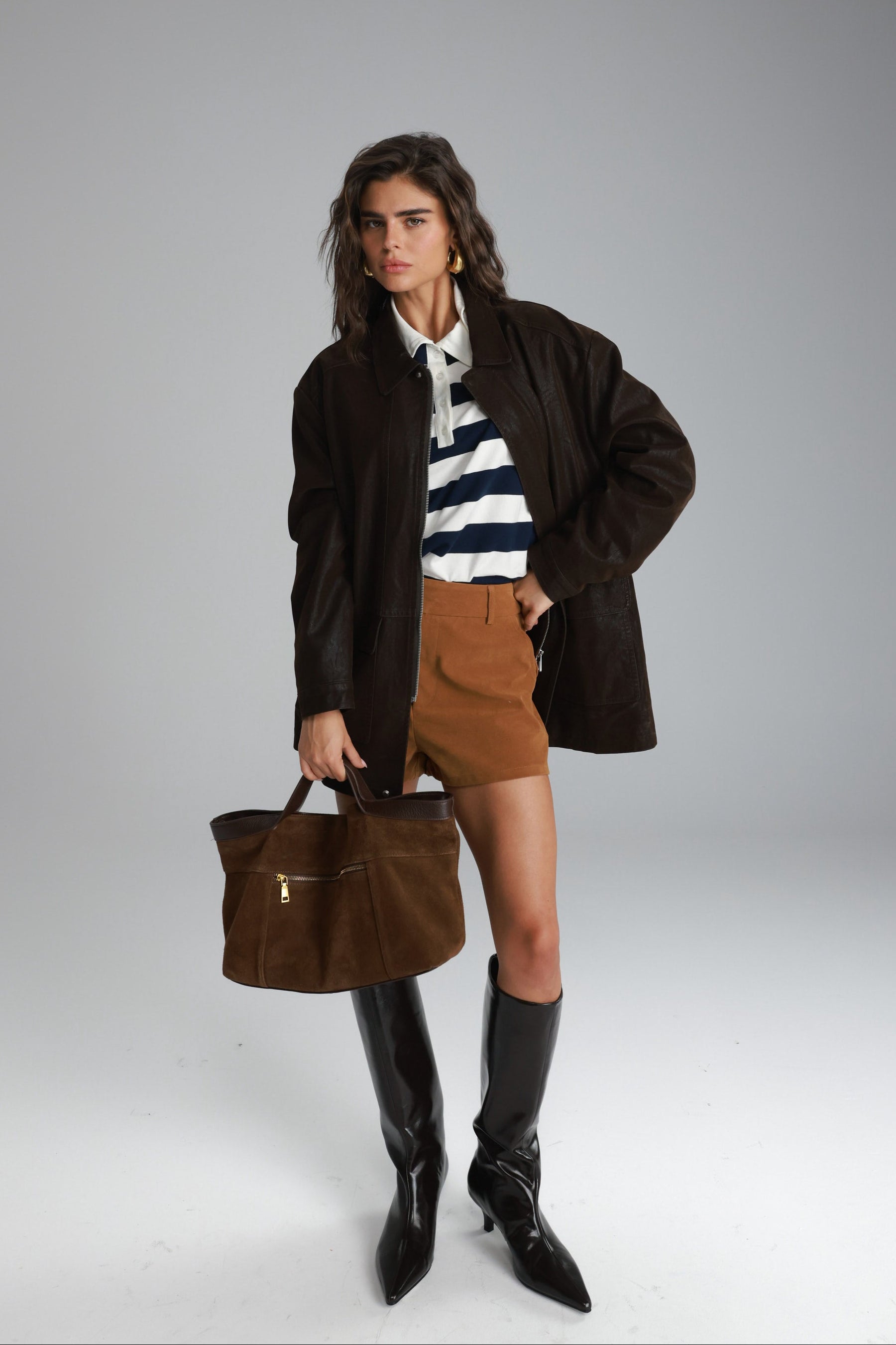 מעיל ג'ני חום כהה