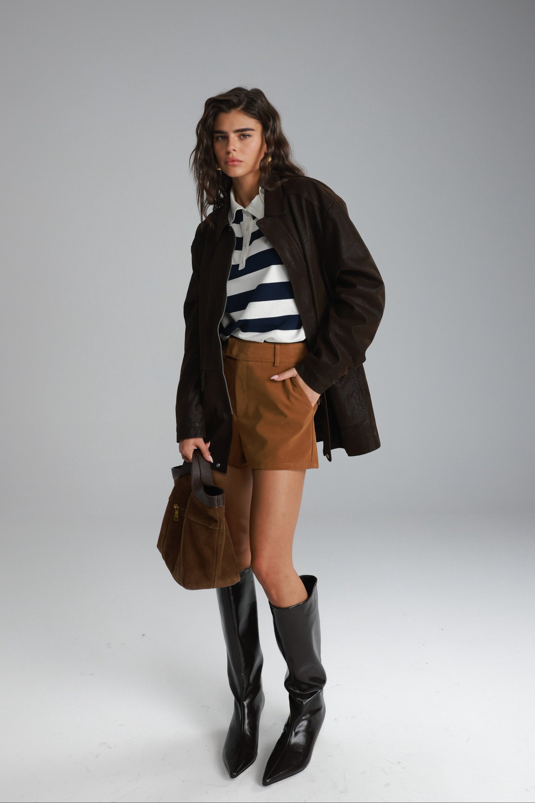 מעיל ג'ני חום כהה