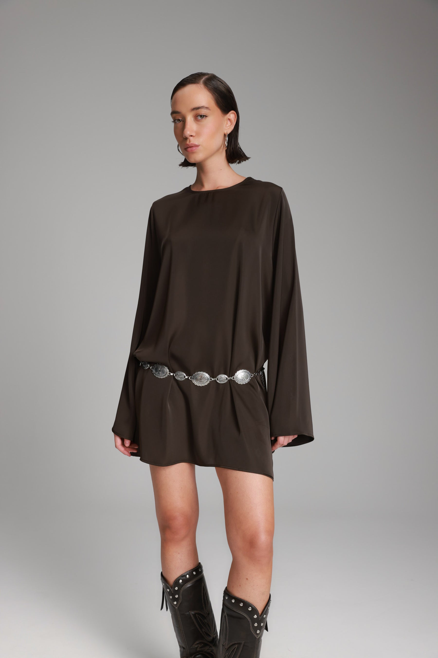 שמלת אודרי חום כהה