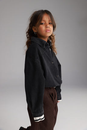 חולצת ג'ינס מייקי שחורה