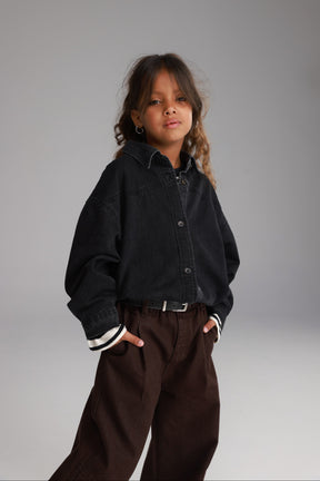 חולצת ג'ינס מייקי שחורה