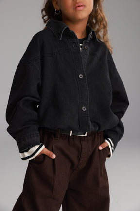 חולצת ג'ינס מייקי שחורה