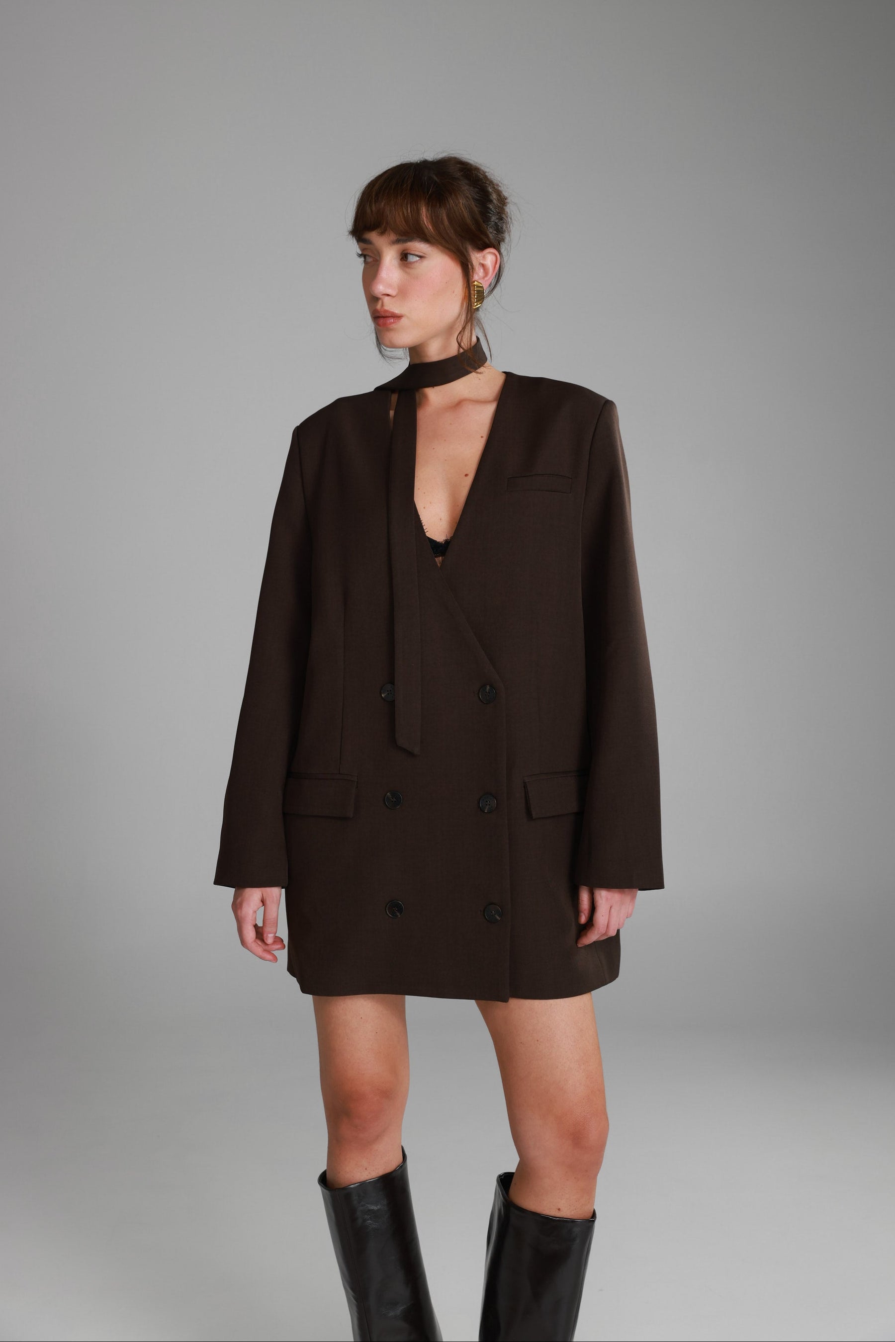 שמלת בלייזר ויקטוריה חומה