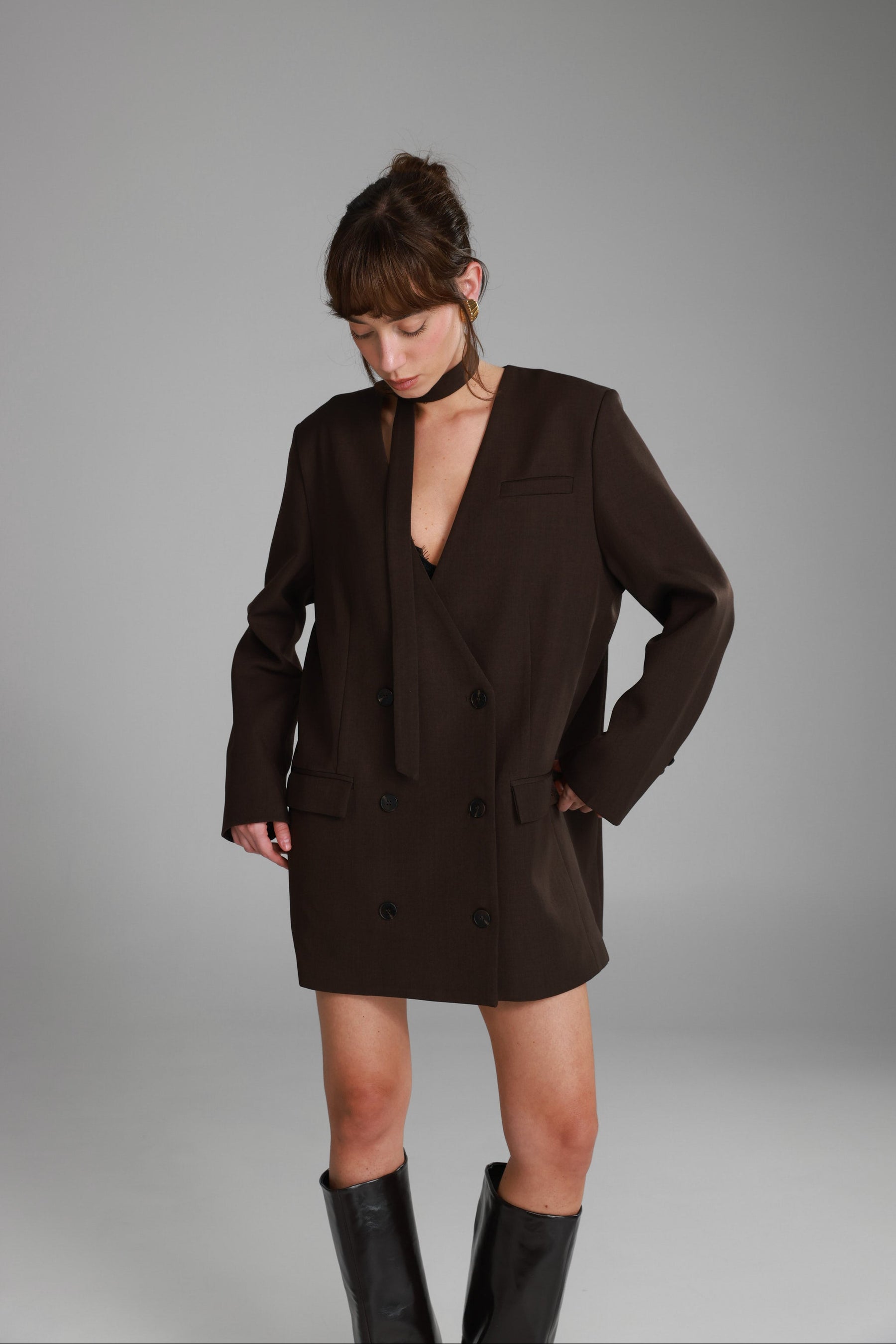 שמלת בלייזר ויקטוריה חומה