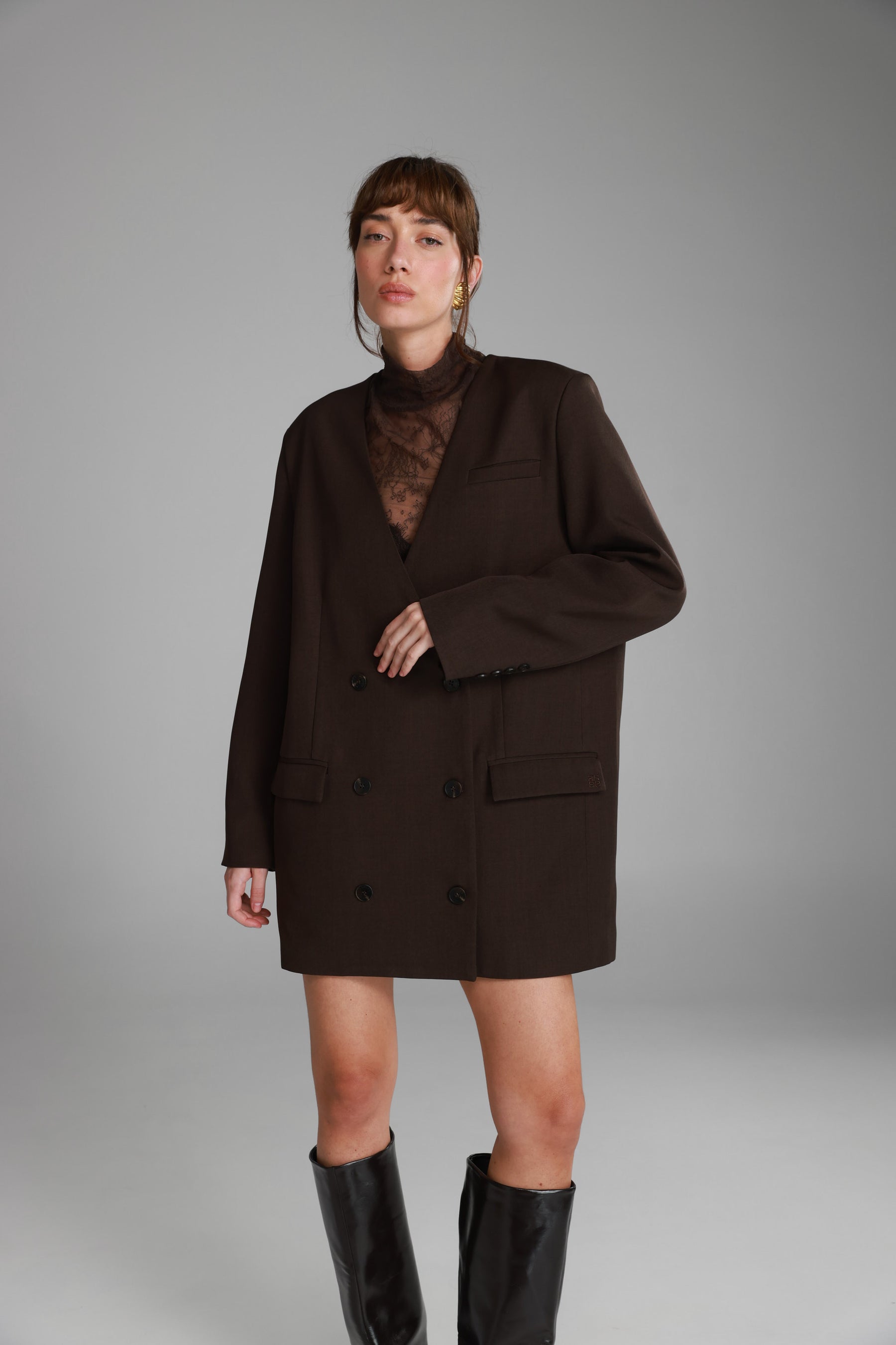 שמלת בלייזר ויקטוריה חומה