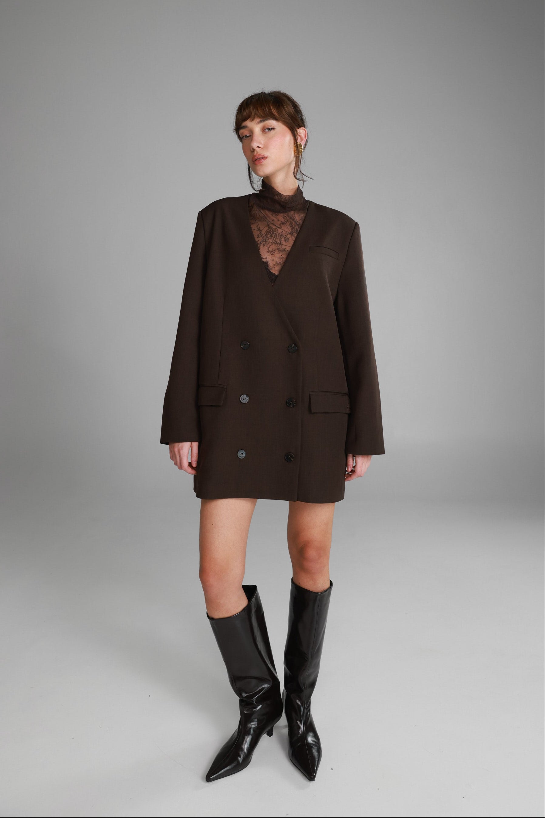 שמלת בלייזר ויקטוריה חומה