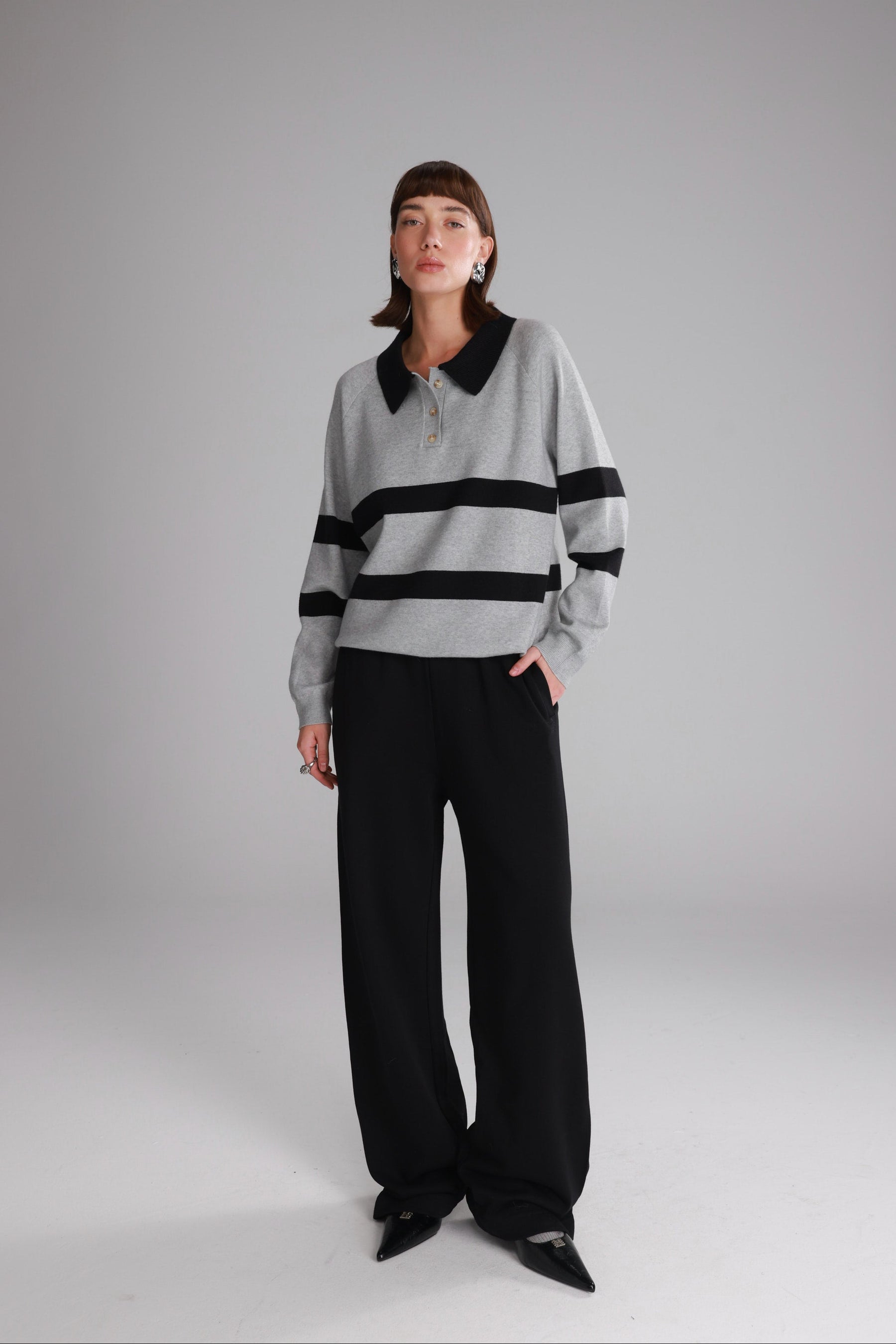 סריג מארי אפור/שחור