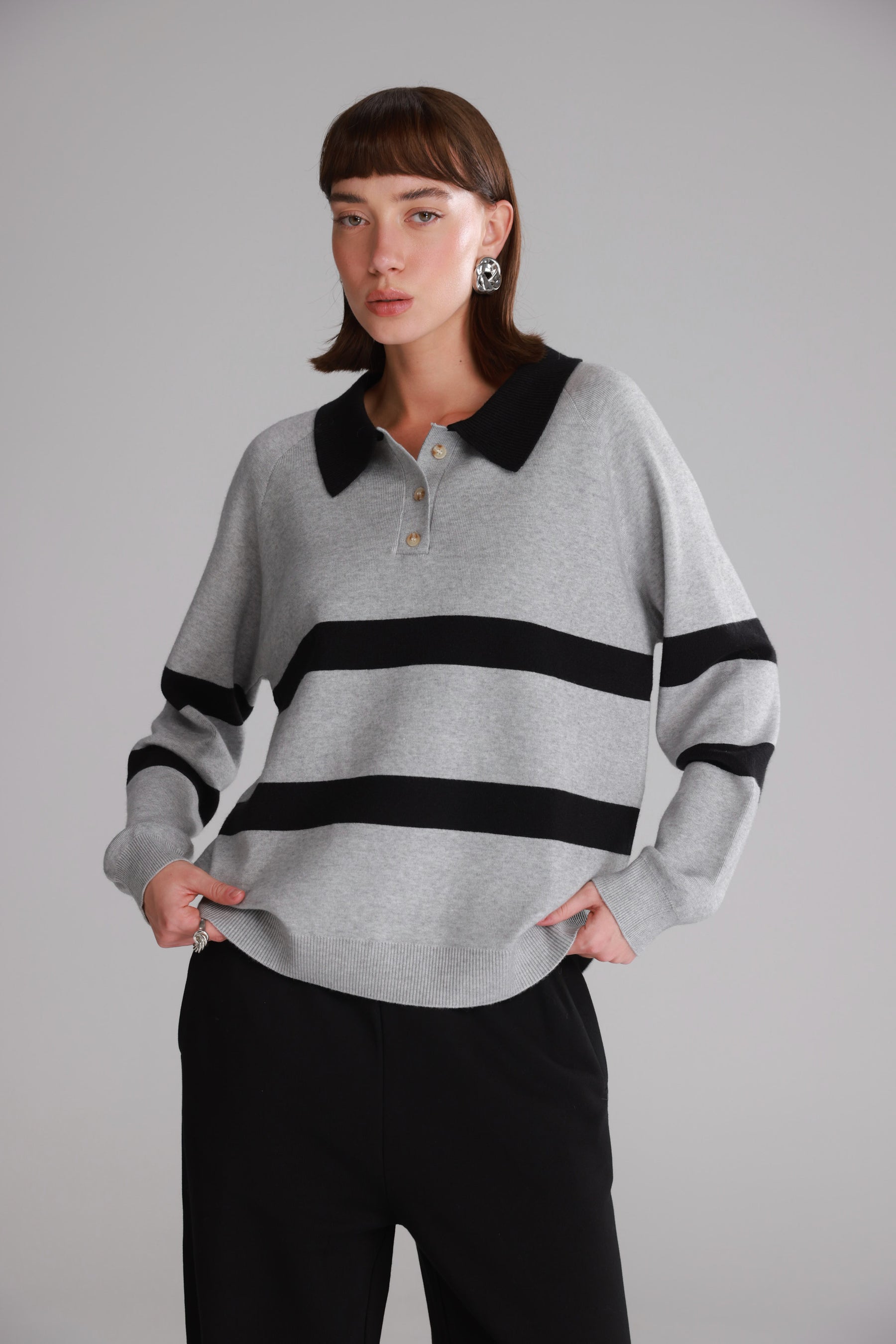 סריג מארי אפור/שחור