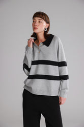 סריג מארי אפור/שחור