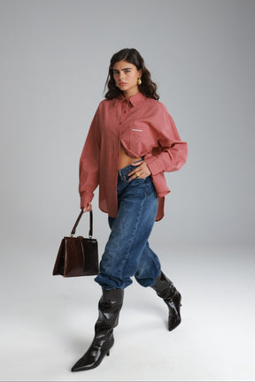 חולצת לאלי מכופתרת אדומה