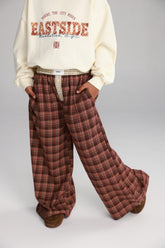 מכנסי נאלי משבצות בורדו