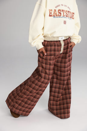 מכנסי נאלי משבצות בורדו