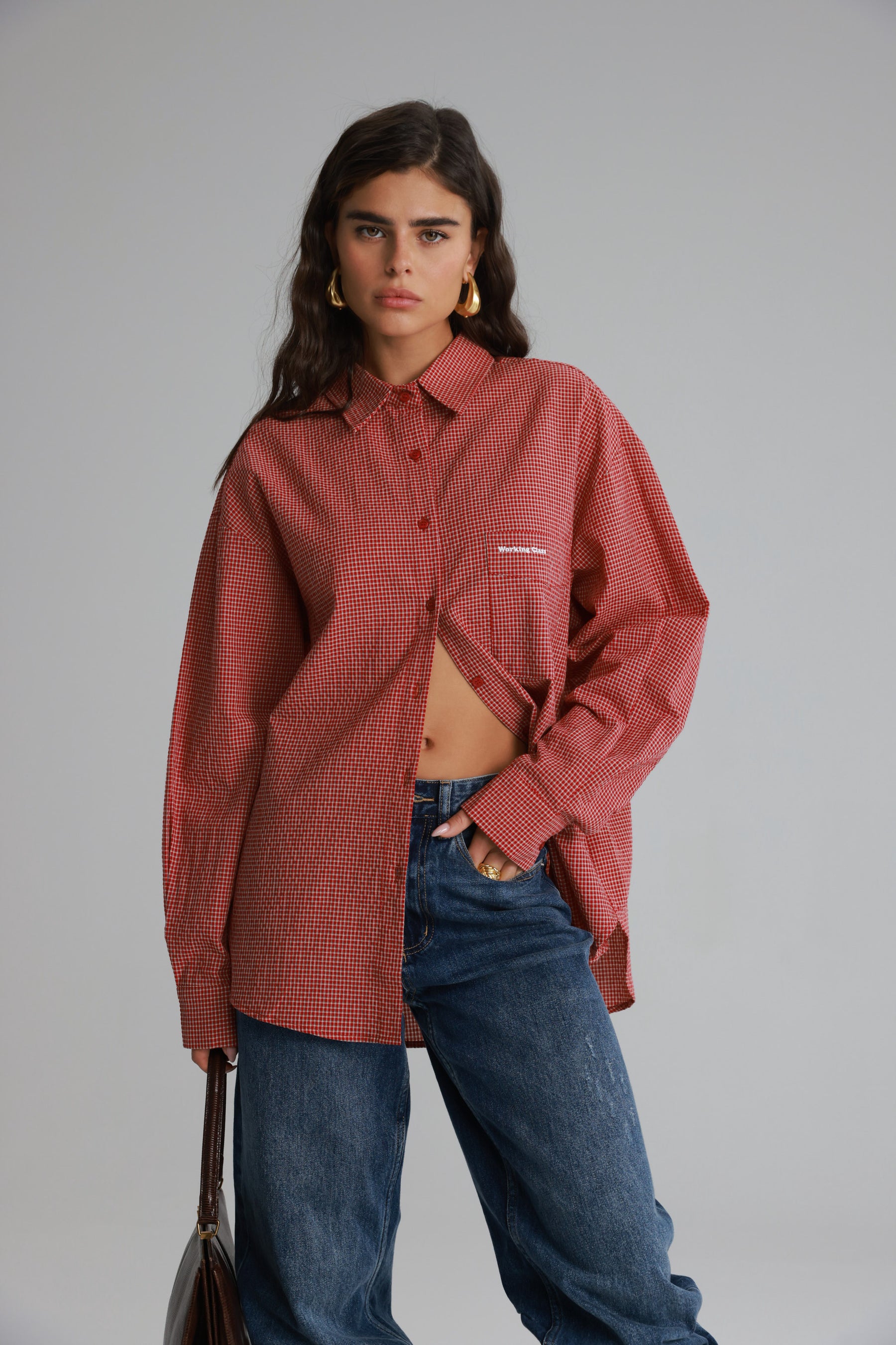 חולצת לאלי מכופתרת אדומה