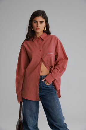 חולצת לאלי מכופתרת אדומה