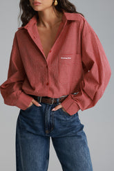 חולצת לאלי מכופתרת אדומה