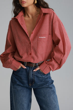 חולצת לאלי מכופתרת אדומה