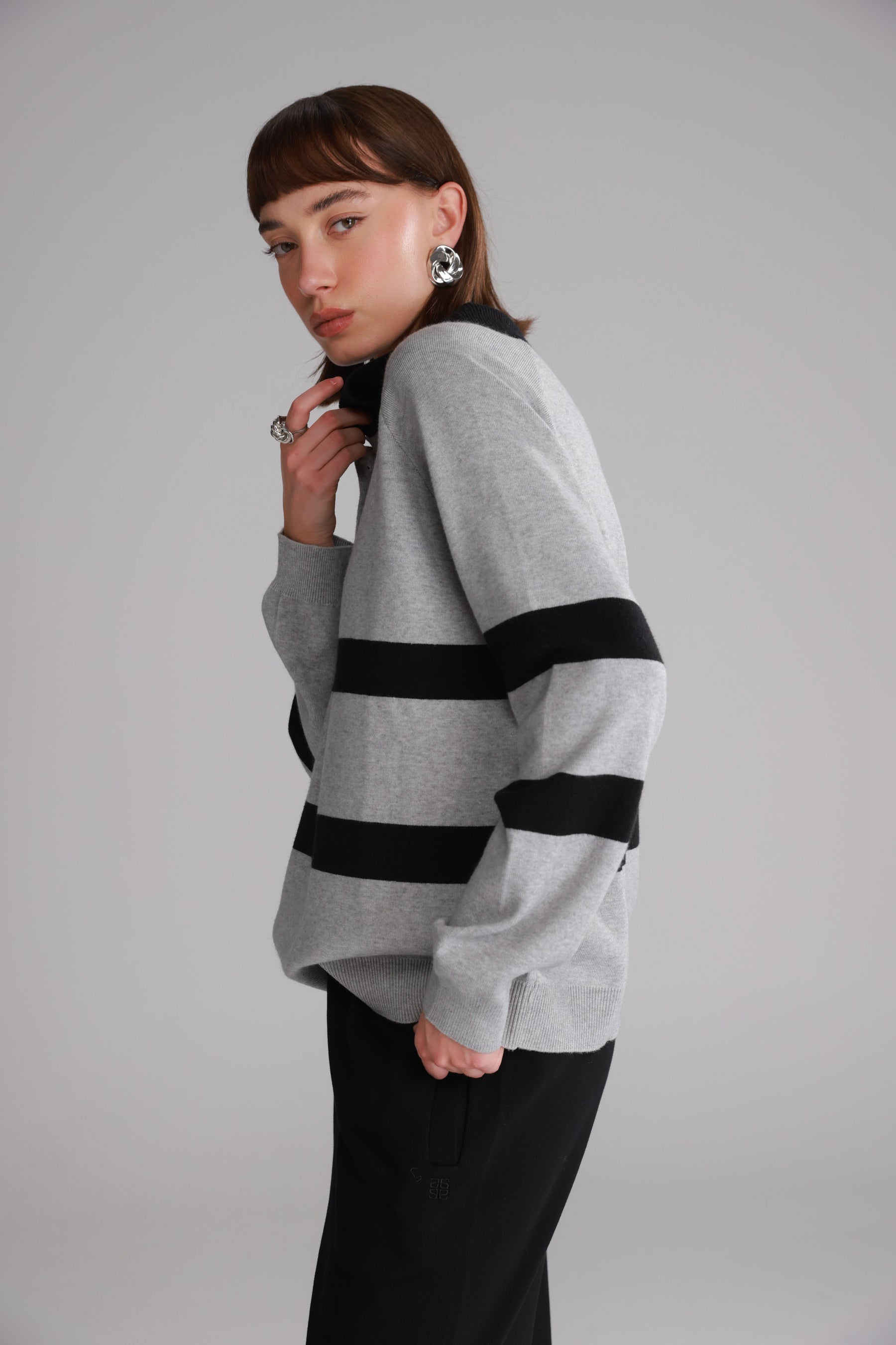 סריג מארי אפור/שחור