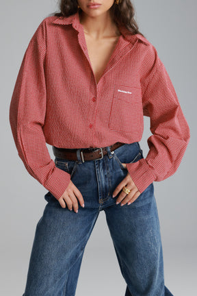 חולצת לאלי מכופתרת אדומה