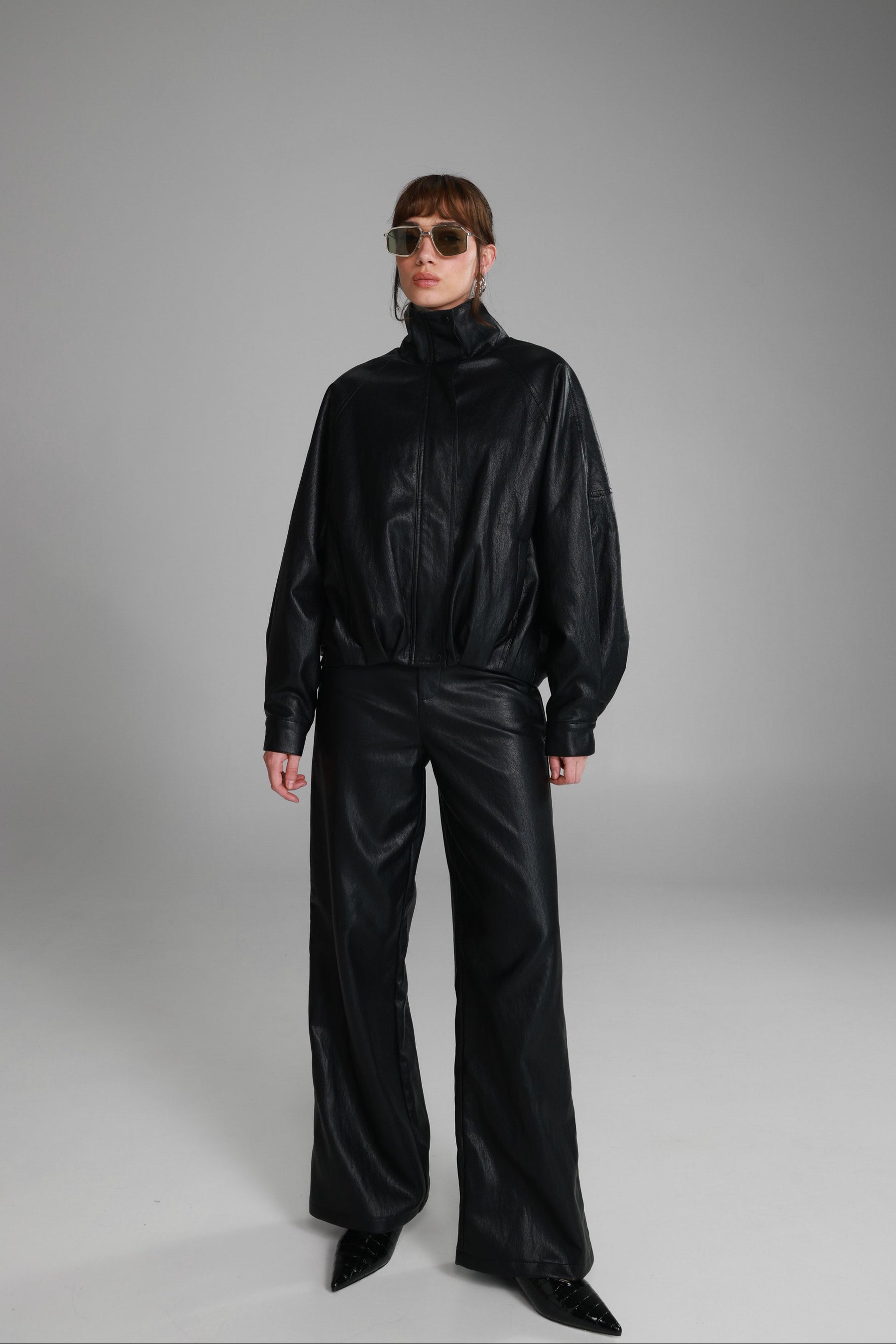 מעיל ג'וליה דמוי עור שחור