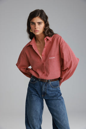 חולצת לאלי מכופתרת אדומה