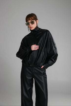 מעיל ג'וליה דמוי עור שחור