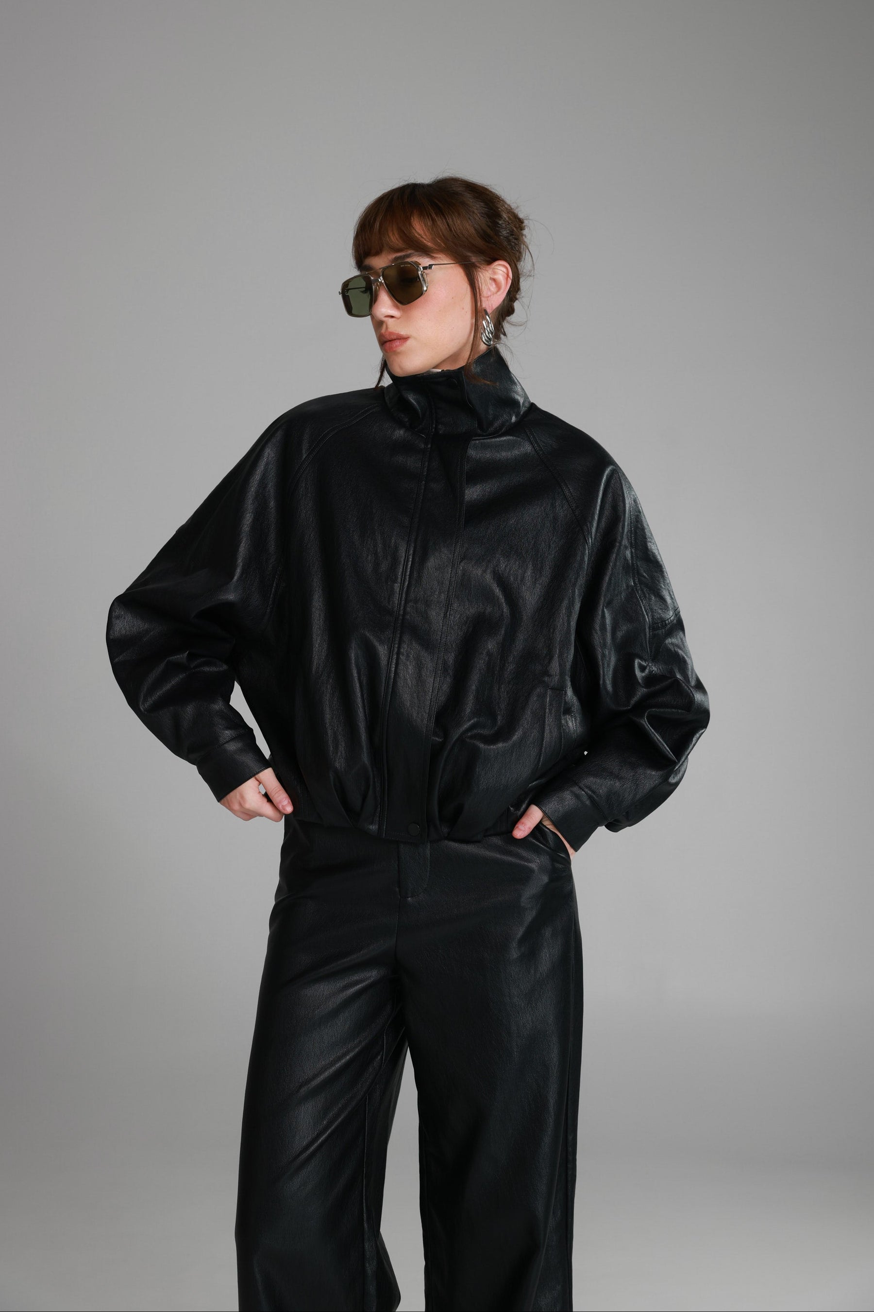 מעיל ג'וליה דמוי עור שחור