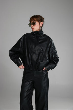 מעיל ג'וליה דמוי עור שחור