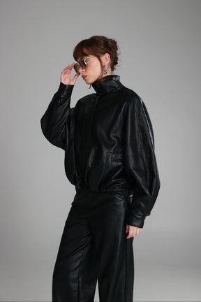 מעיל ג'וליה דמוי עור שחור