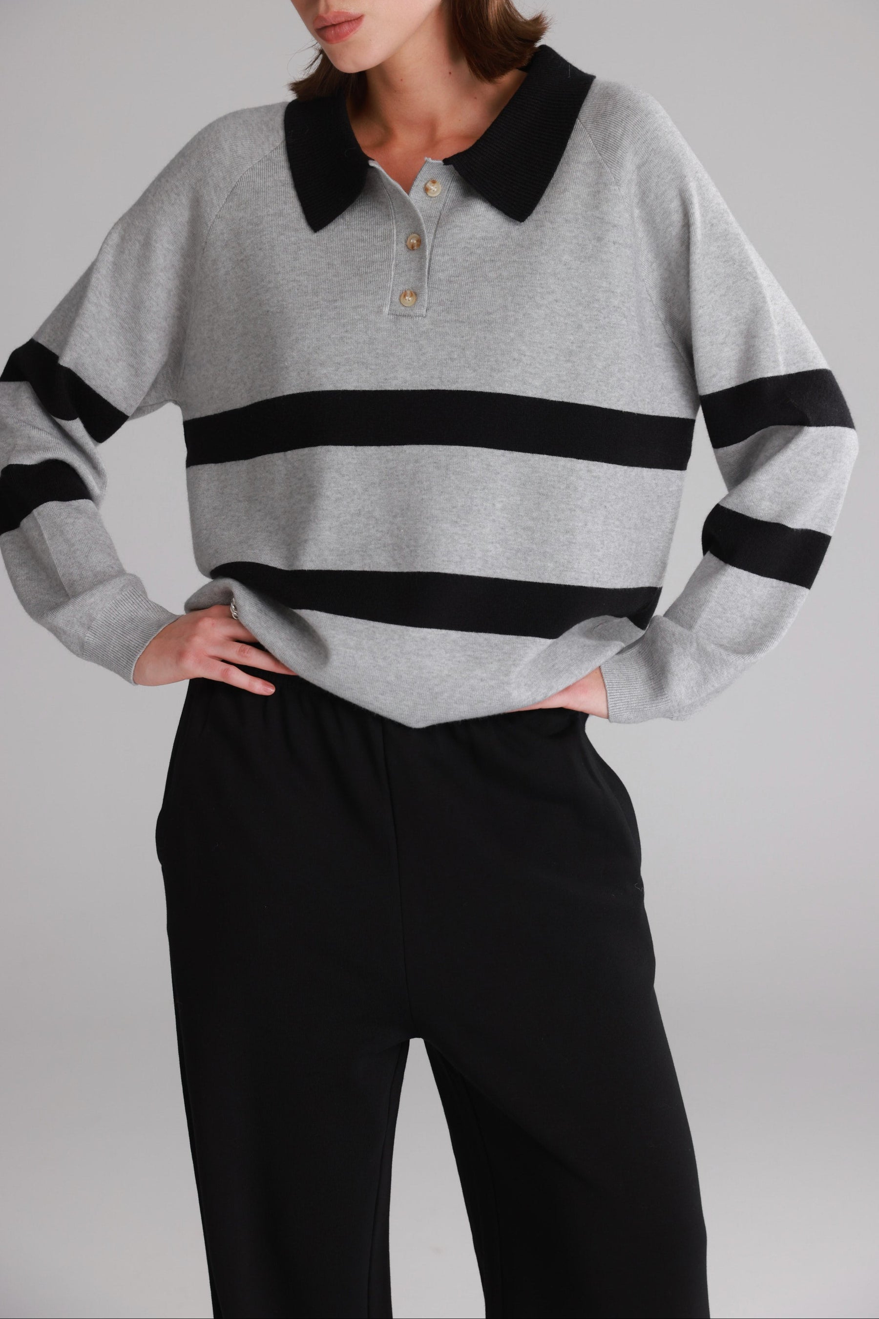 סריג מארי אפור/שחור