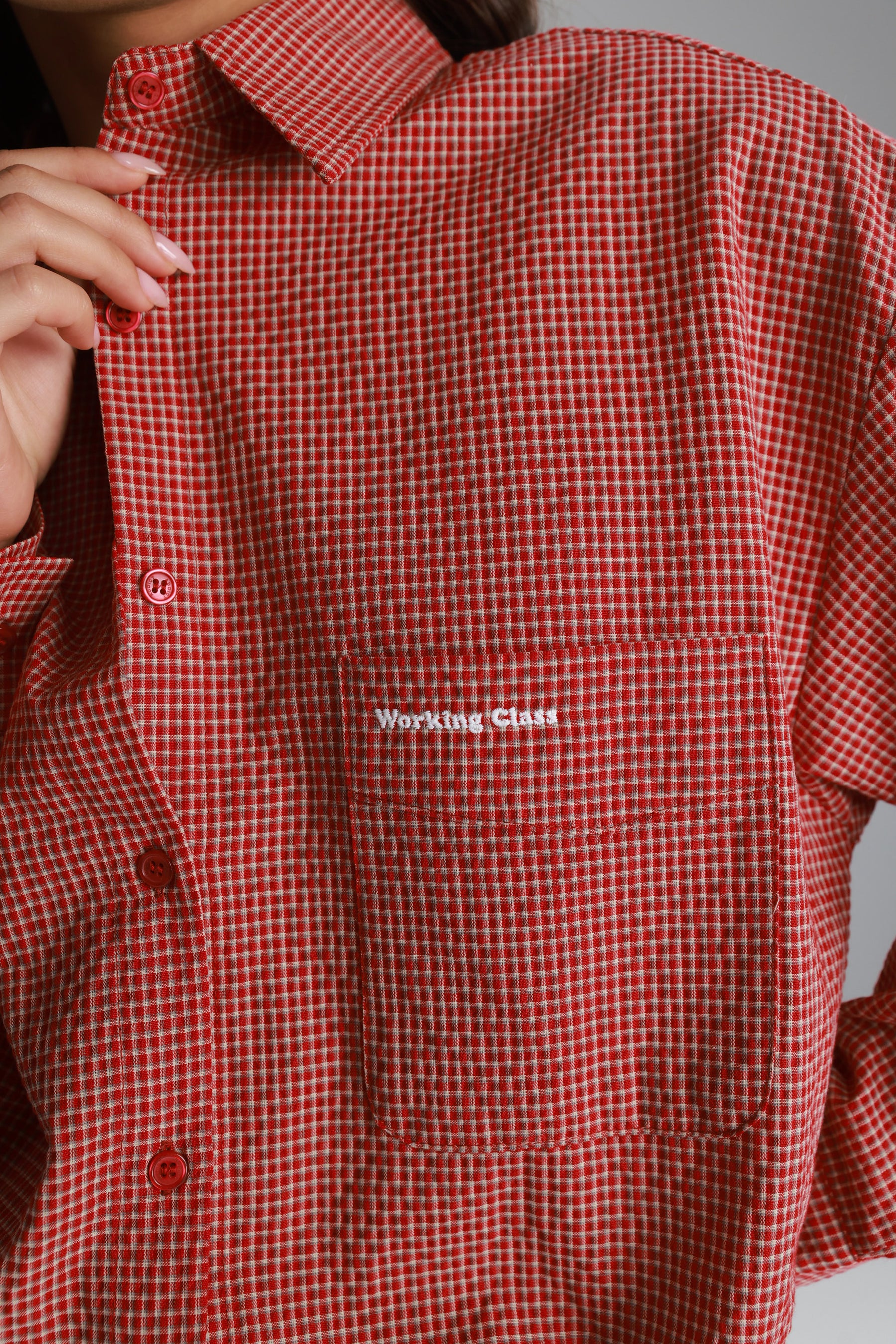 חולצת לאלי מכופתרת אדומה