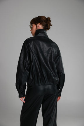 מעיל ג'וליה דמוי עור שחור