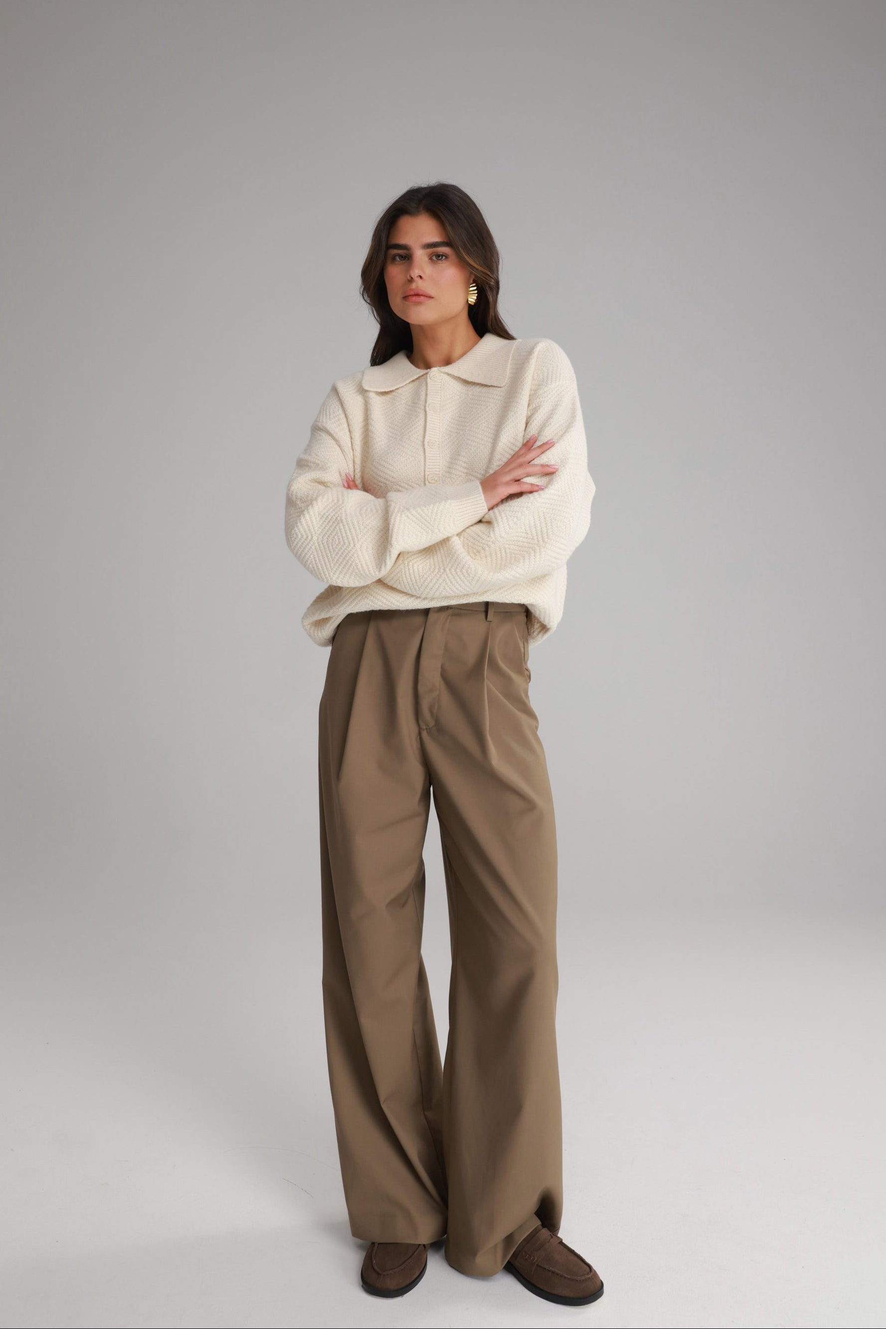 סוודר נורדי שמנת