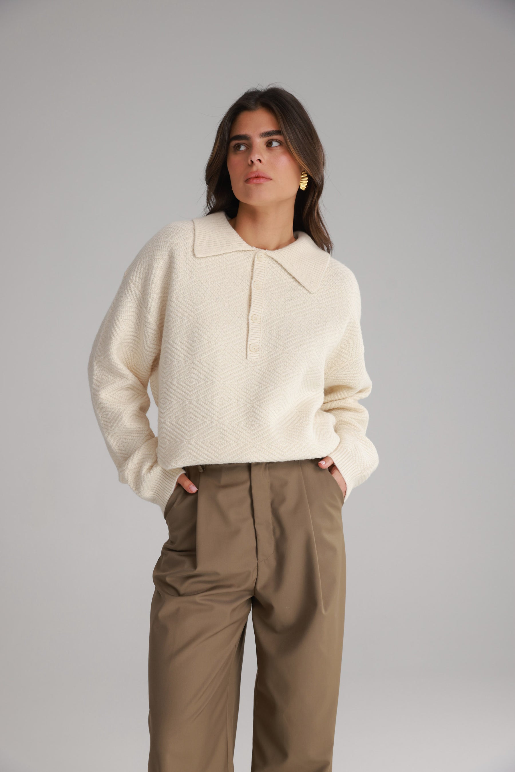 סוודר נורדי שמנת