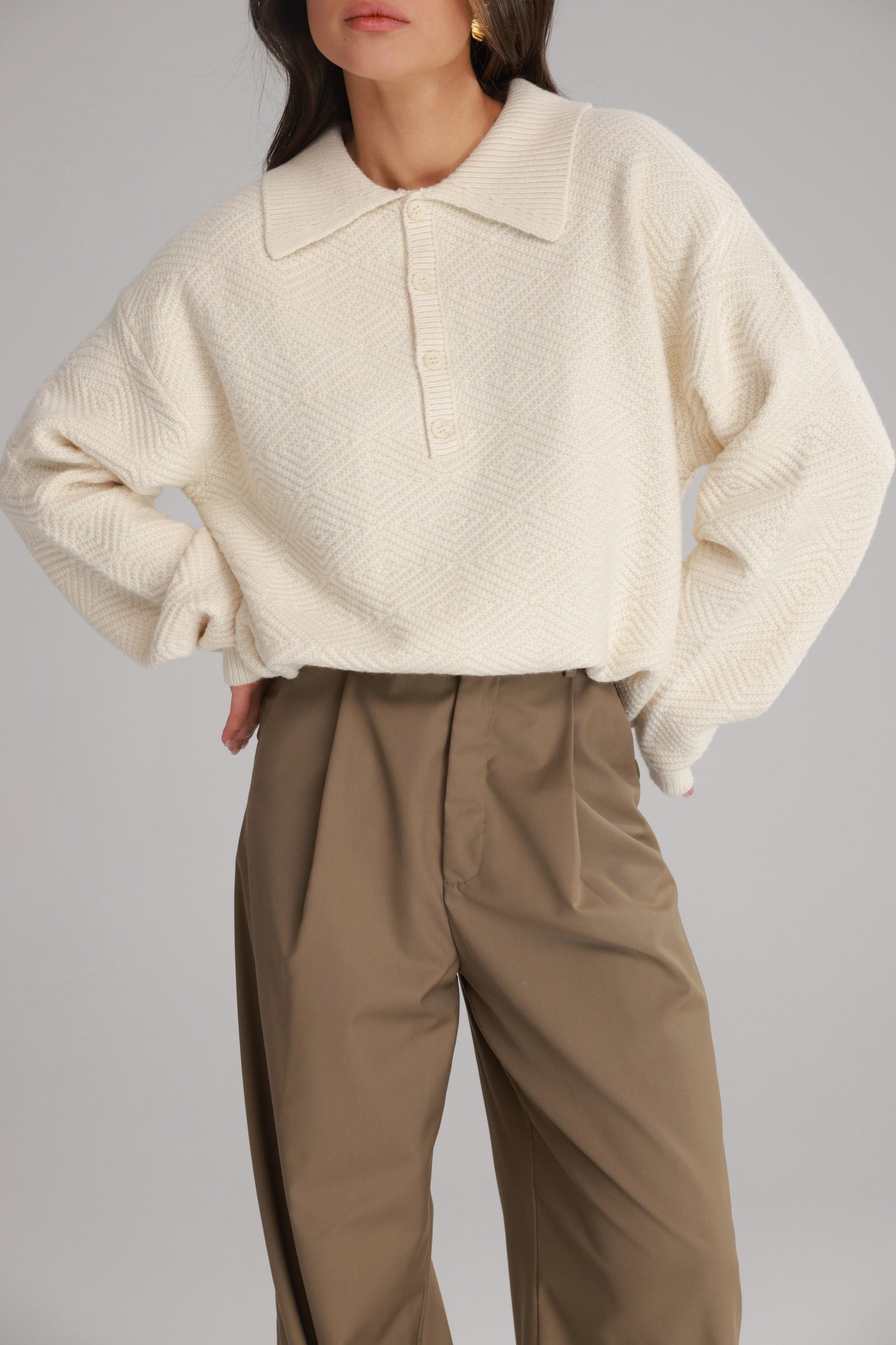 סוודר נורדי שמנת