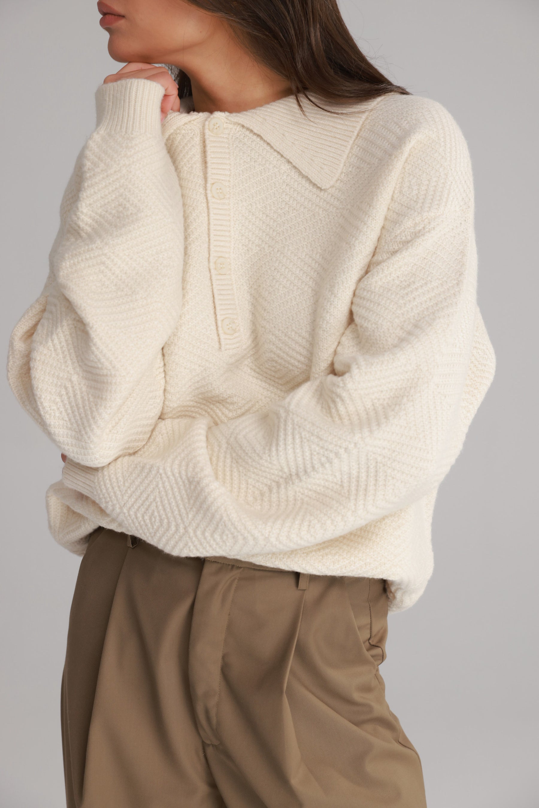 סוודר נורדי שמנת