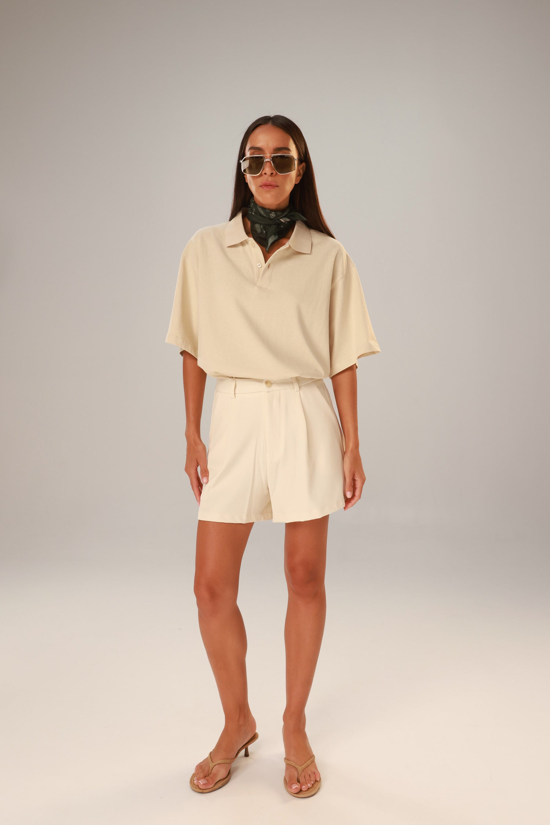 מכנסי חסמין קצרים שמנת