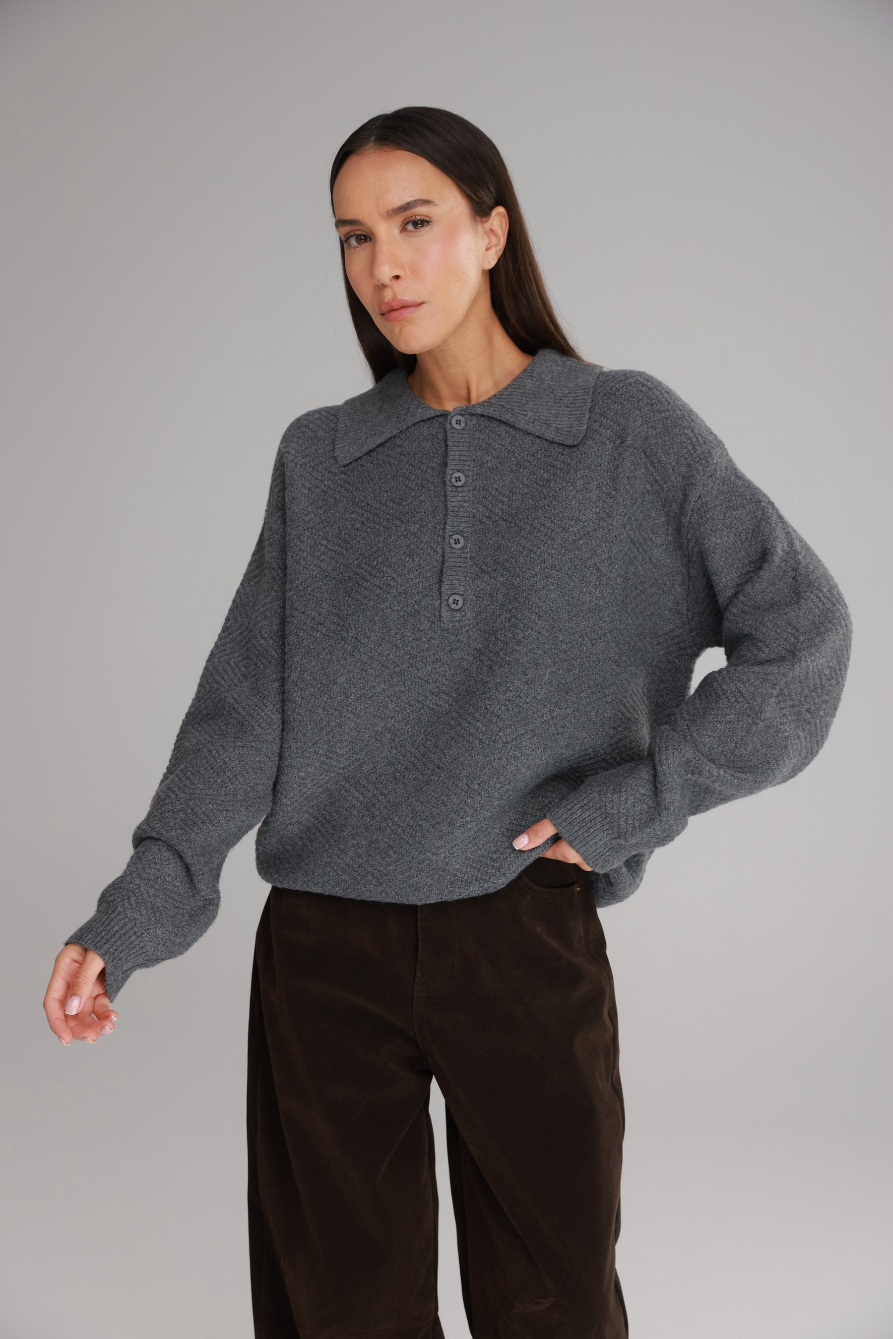 סוודר נורדי אפור