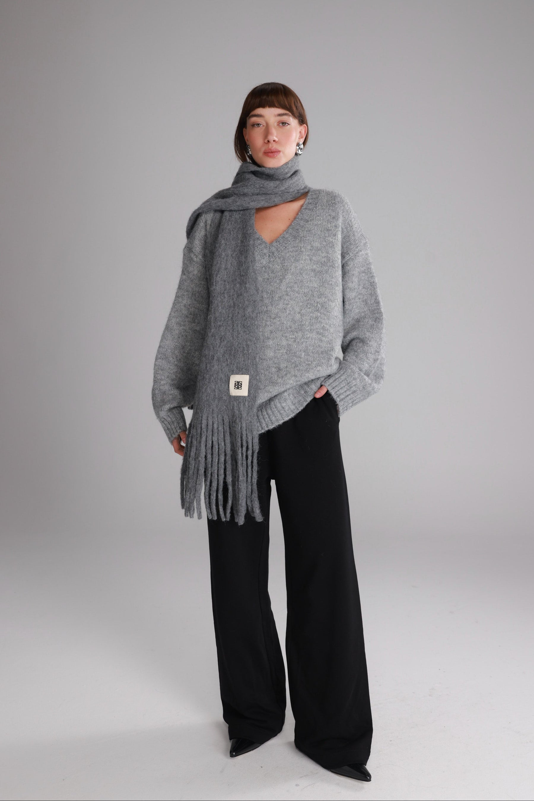 סוודר סאלי אפור בהיר