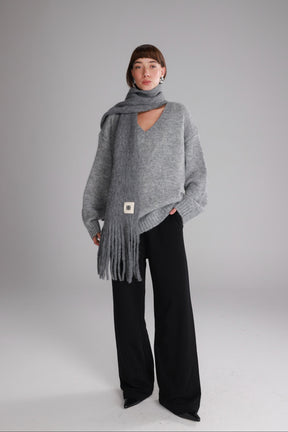 סוודר סאלי אפור בהיר