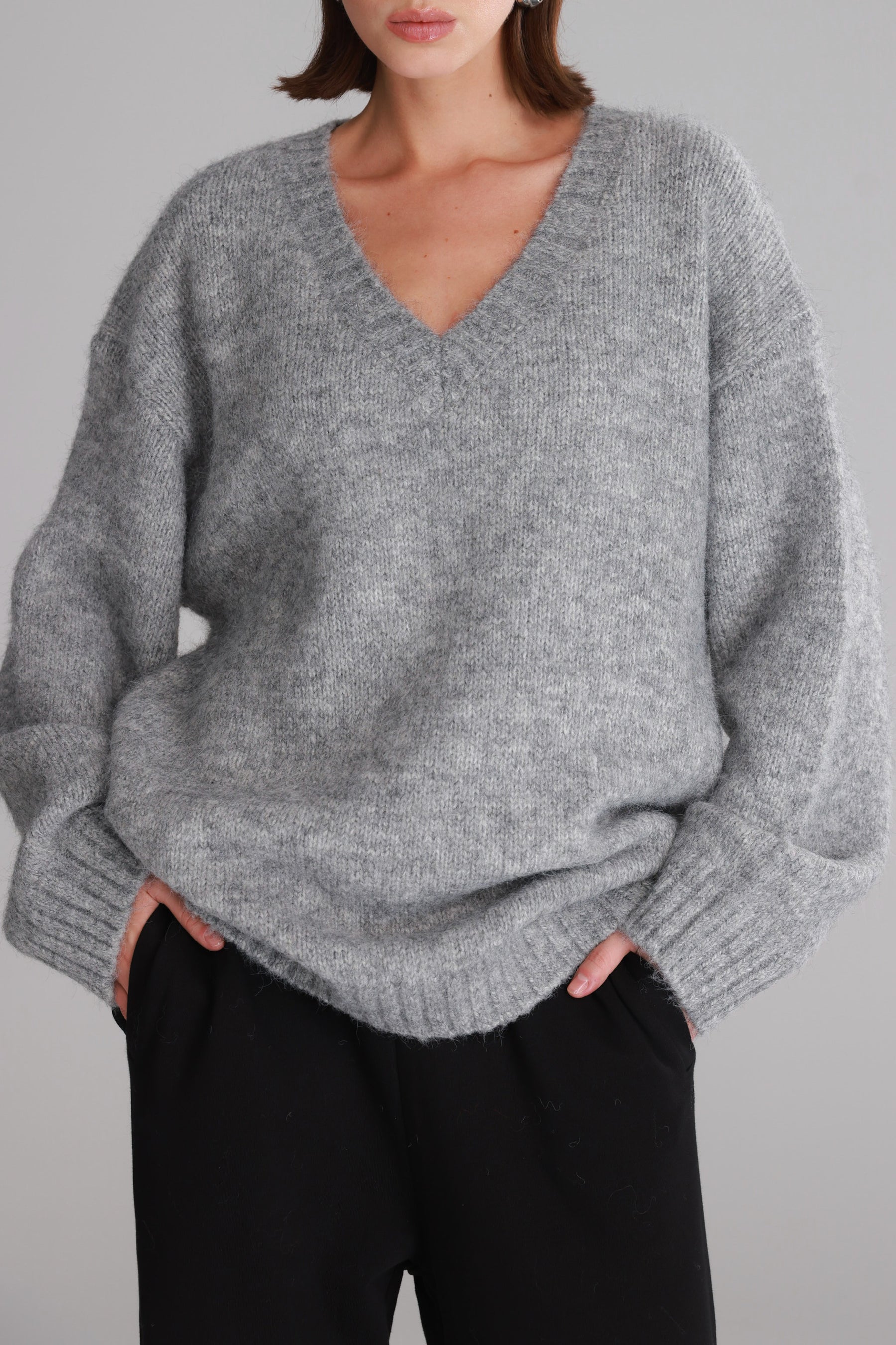 סוודר סאלי אפור בהיר