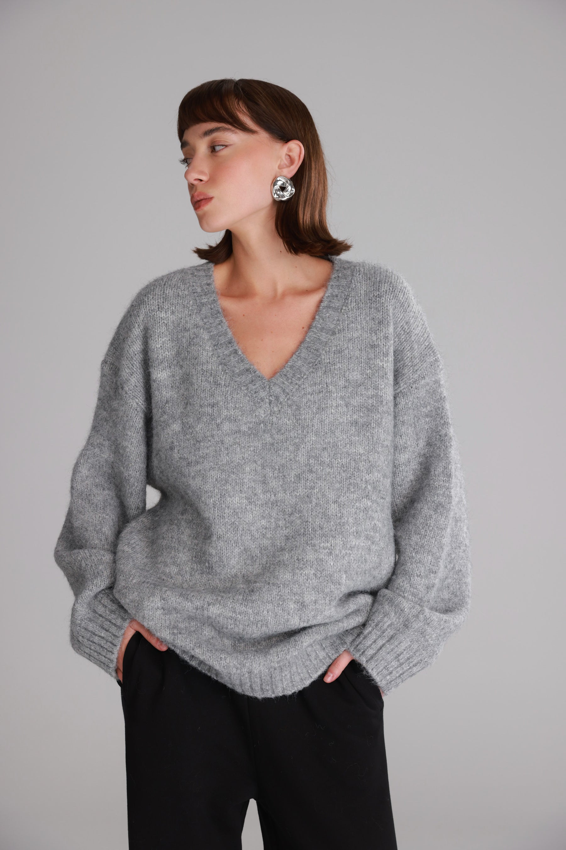 סוודר סאלי אפור בהיר